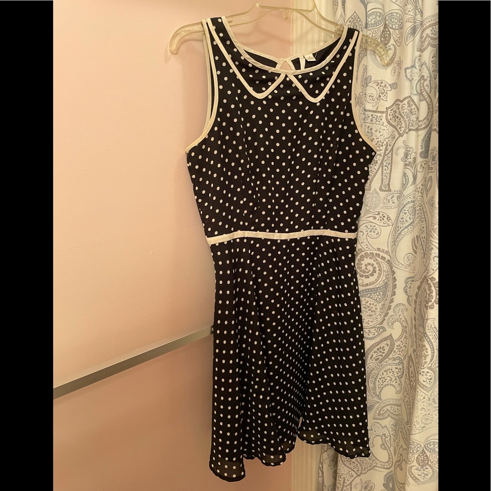 Black and cream polka dot dress